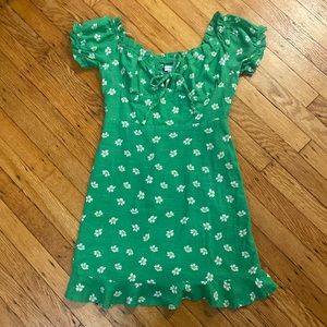 Urban Outfitters green floral milkmaid mini dress